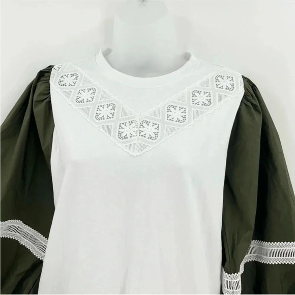 *Final Price* TANYA TAYLOR Kirstie Puff-Sleeve Olive Green X-Small NWT Oversized - Picture 5 of 7